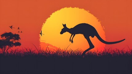 Wall Mural - Kangaroo vector sketch icon isolated on background. 