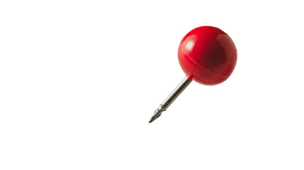 Red pin, push pin on transparent background