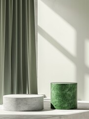 Poster - 3D podium. Abstract minimal scene with geometrical forms. Design for product presentation.