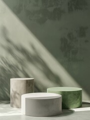 Poster - 3D podium. Abstract minimal scene with geometrical forms. Design for product presentation.