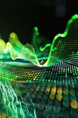 Wall Mural - Abstract image of a financial graph with a green glowing line 