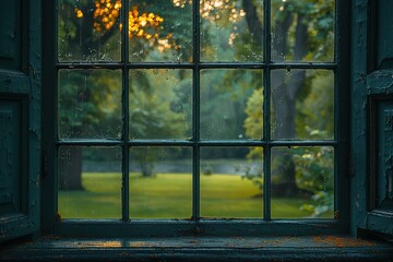 Wall Mural - A window with a view of a park