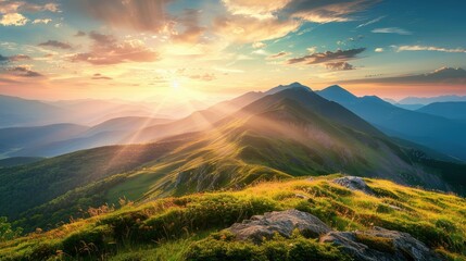 Sticker - Majestic Mountain Landscape at Sunset