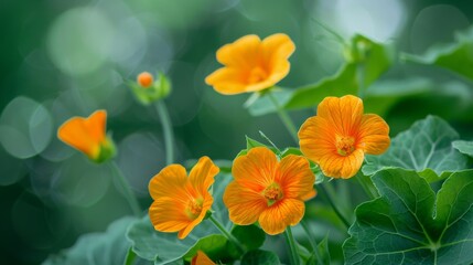 Wall Mural - Nasturtium Flowers in the Garden 