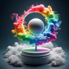 Fototapete - Colorful rainbow art in various designs, including abstract backgrounds, circles filled with rainbows, and rainbows in jars