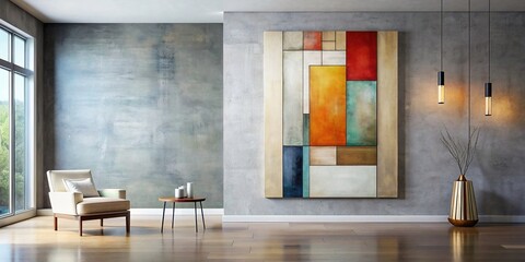 Wall Mural - Minimalist abstract painting with simple lines and shapes, art, minimalist, abstract, painting, simple, design