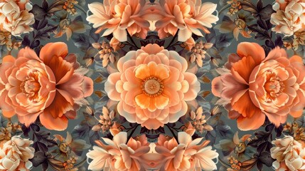 Wall Mural - Digital textile design featuring an allover floral pattern 