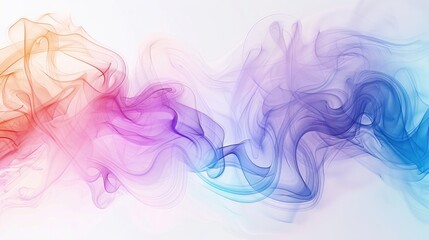 Sticker - Abstract vibrant smoke in rainbow hues swirling on a white backdrop