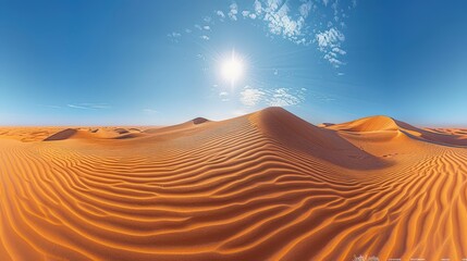 Wall Mural - Sunlit Desert Dunes with a Blue Sky