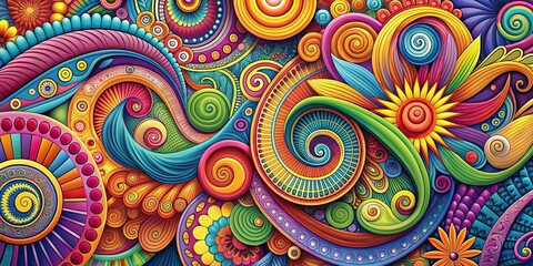Wall Mural - Abstract background of colorful swirls and patterns, abstract, background, texture, design, artistic, backdrop, vibrant