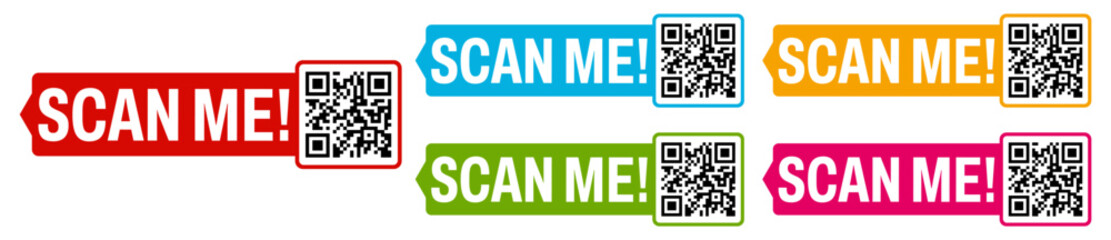 Poster - set QR codes for icon. scan me labels for payment and identification template design vector illustration