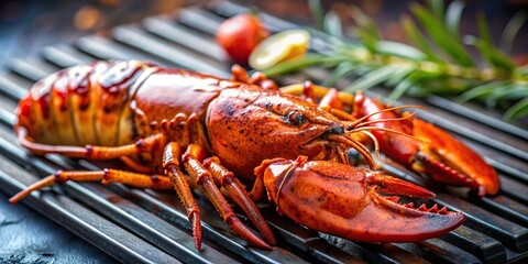 Wall Mural - Close up of a grilled lobster, lobster, seafood, grilled, delicious, food, gourmet, dish, meal, dinner, shellfish