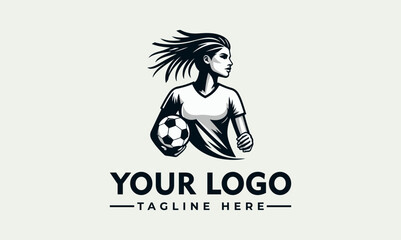 Sticker - Woman Football Soccer Vector Logo Unleash the Athleticism, Grace, and Excitement of Women's Football in Brand Symbolize Empowerment, Teamwork, and the Undying Love for Women's Football