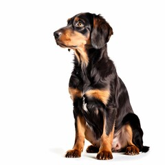 Greek harehound dog breed standing against white background, AI Generated