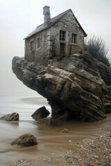 Canvas Print - House constructed on the sand