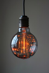 Wall Mural - Illuminated light bulb with circuit design 