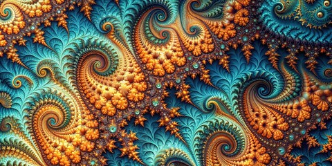Wall Mural - Close-up fractal patterns stretching into the distance, fractal, abstract, infinite, intricate, geometric, design, digital
