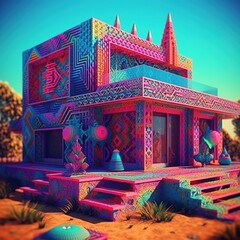 Wall Mural - Psychedelic House