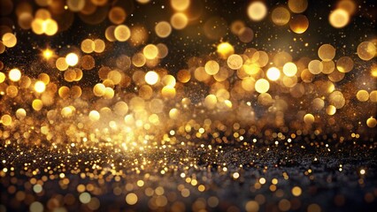 Abstract glittering gold and black bokeh lights on a dark textured background, black, background, abstract, glitter, lights, gold