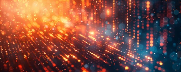 Digital background featuring binary code and data flow, perfect for showcasing AI technology in web design projects. A high-tech digital backdrop with glowing numbers