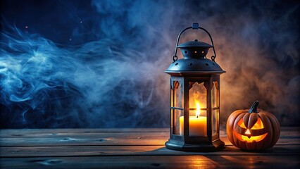 Halloween lantern with burning candle illuminating dark night, Halloween, lantern, candle, spooky, decoration, autumn