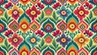 © tammanoon - A seamless floral ikat pattern in vibrant colors, floral, ikat, seamless, pattern, design, textile, fabric, repeat