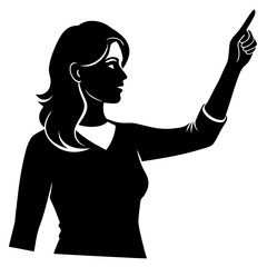 Black and white silhouette of a woman pointing finger up (7)