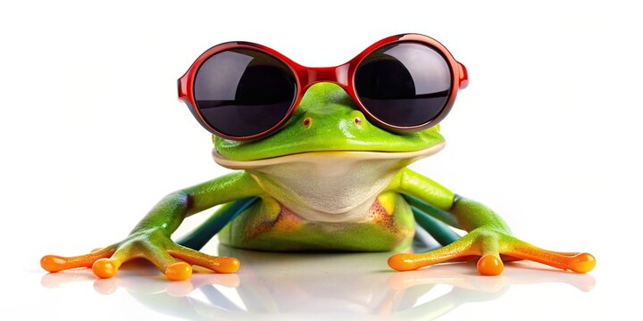 Green frog wearing stylish sunglasses, frog, green, sunglasses, fashion, cool, trendy, amphibian, nature, animal, colorful, summer