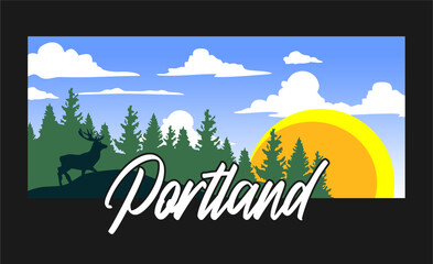 Sticker - portland oregon with beautiful views of forests and nature