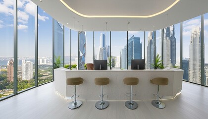 New Modern interior empty room, table with chairs.