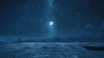 Wall Mural - Peaceful night sky featuring a bright moon