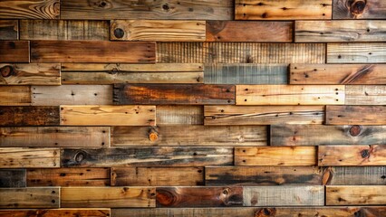 Wall Mural - Rustic wooden wall paneling featuring weathered distressed wood planks with organic knots and imperfections, adding warmth and character to any space.