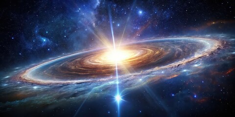 Wall Mural - a stunning image of a quasar shining brightly at the core of a remote galaxy, quasar, astronomical, 
