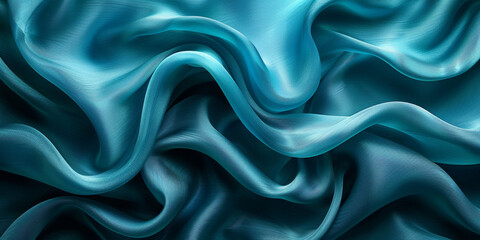 Sticker - design your space copy background fabric turquoise beautiful folds wavy soft silk wave liquid background color teal elegant fabric satin silk green blue 