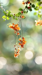 Sticker - Vibrant Upside-Down Crepe Myrtle Berries Hanging from Lush Green Branches