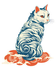 Wall Mural - PNG Cat pattern drawing animal