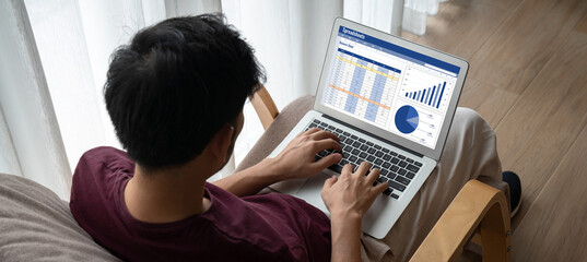 Poster - spreadsheet document information financial startup concept. data and graphs in spreadsheet documents