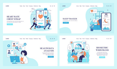 Poster - health monitoring devices. flat vector illustration