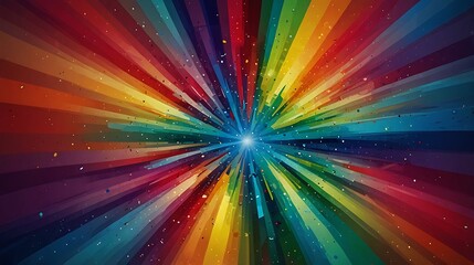 Abstract rainbow background with colorful stripes and a bright light in the center.  Concept of energy, excitement, explosion, and bright colors.