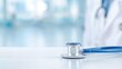 © Volodymyr Skurtul - Stethoscope Lying on Lab Table with Laboratory Equipment in Background
