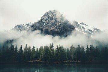 Wall Mural -  Ethereal Landscape Imagery of Light Gray and Maroon Mountains.jpeg