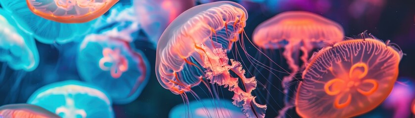 Vibrant glowing jellyfish