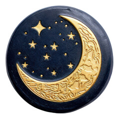 Canvas Print - PNG Moon in the sky jewelry shape gold.