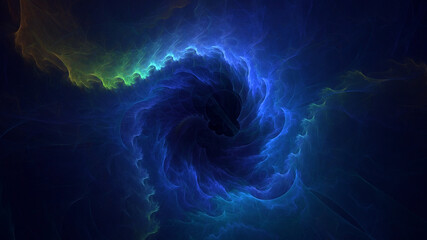 Poster - 3D manual rendering abstract fractal light background. Its not AI Generatd illustration.
