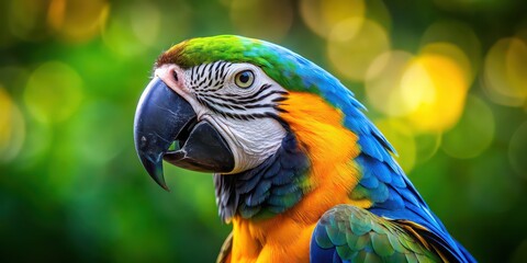 Poster - Colorful parrot with black beak and yellow eyes, parrot, bird, colorful, black beak, yellow eyes, vibrant, exotic, wildlife