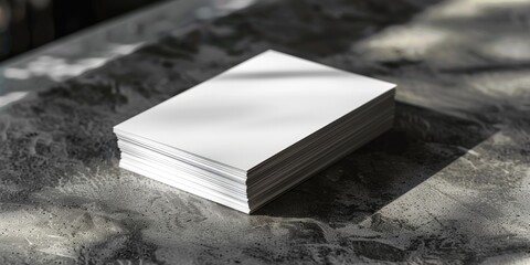 Wall Mural - Stack of White Paper on a Grey Surface