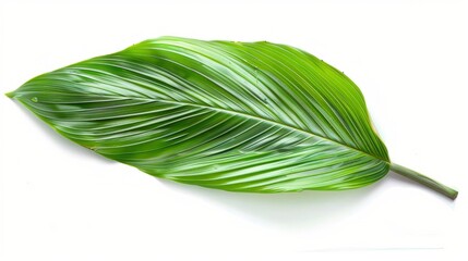 Poster - Beautiful lush tropical leaf isolated on white