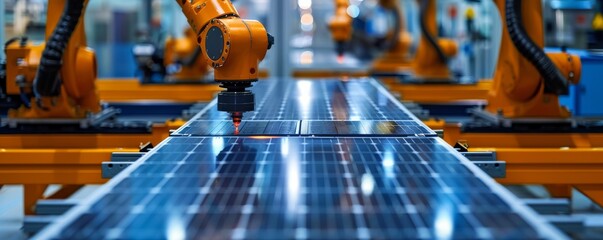 Poster - Robotic arm in a photovoltaic panel production line for renewable energy