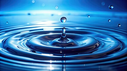 Sticker - Water drops on blue background texture , water, drops, blue, background, texture, liquid, wet, close-up, refreshing, clean