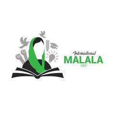 World Malala Day. Female face vector illustration. Celebrated every July 12th. Suitable for banners, greeting cards, social media, templates vector illustrations of Malala Day social media story 